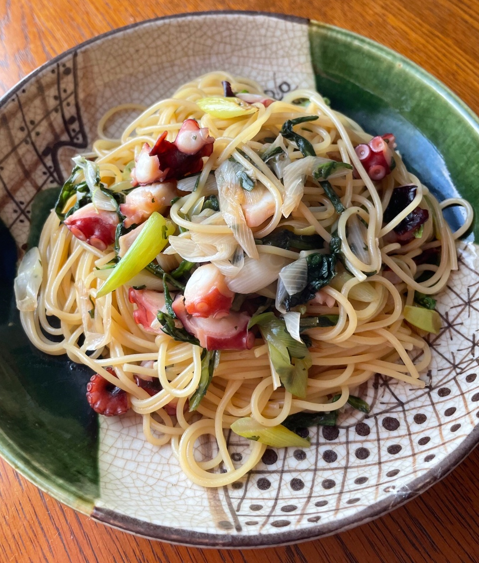 ねぎとたこのスパゲッティ
