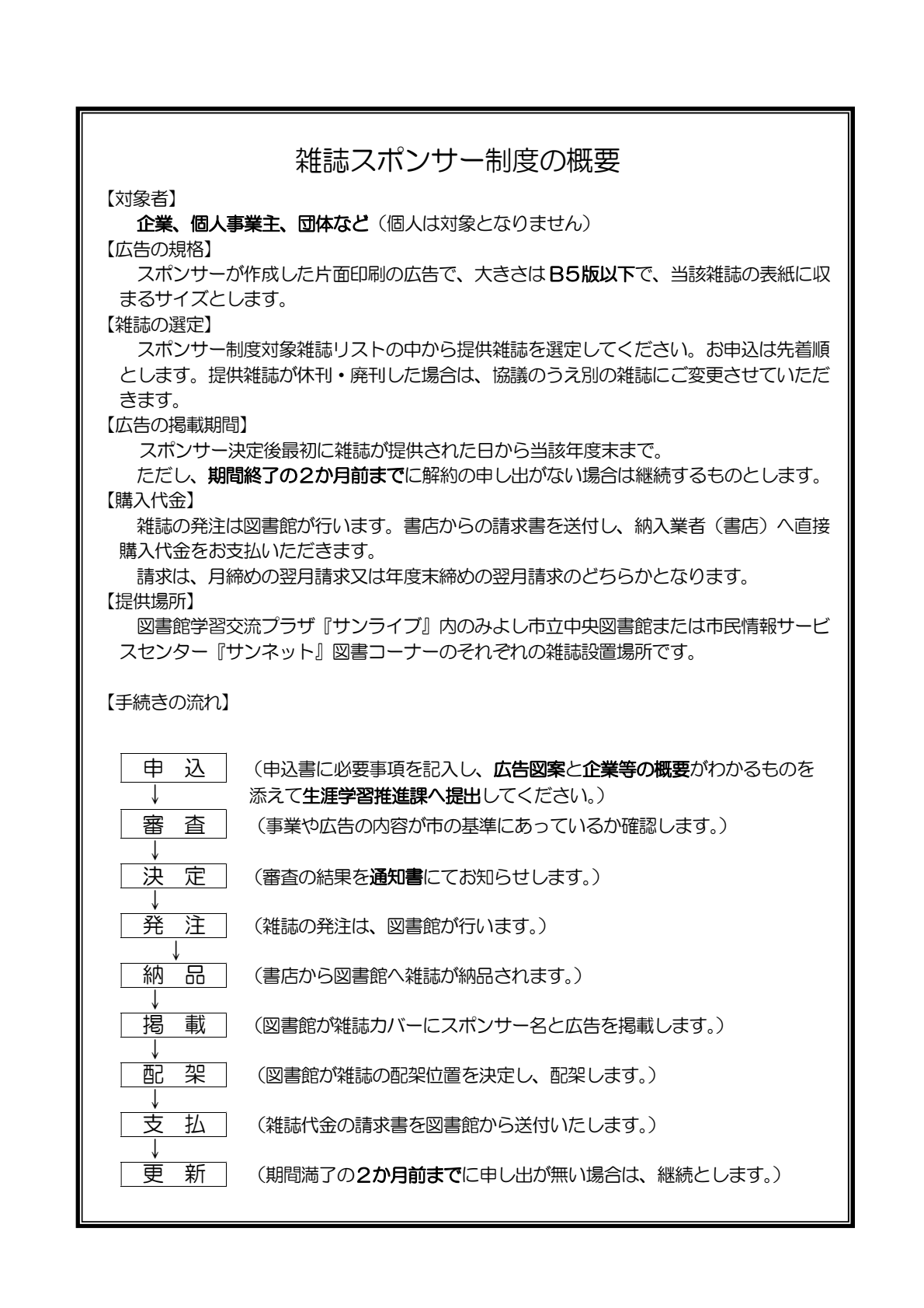 雑誌スポンサー制度概要