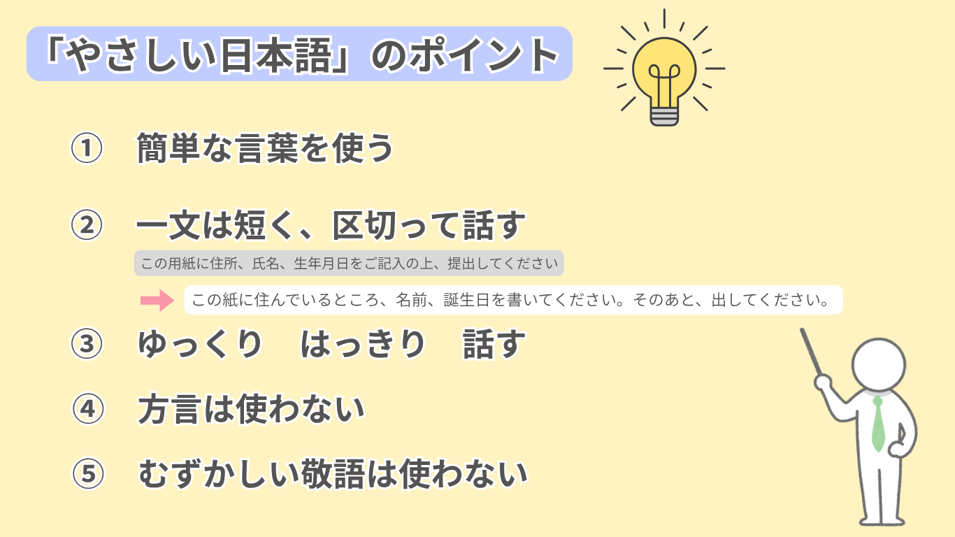 やさしい日本語のポイント