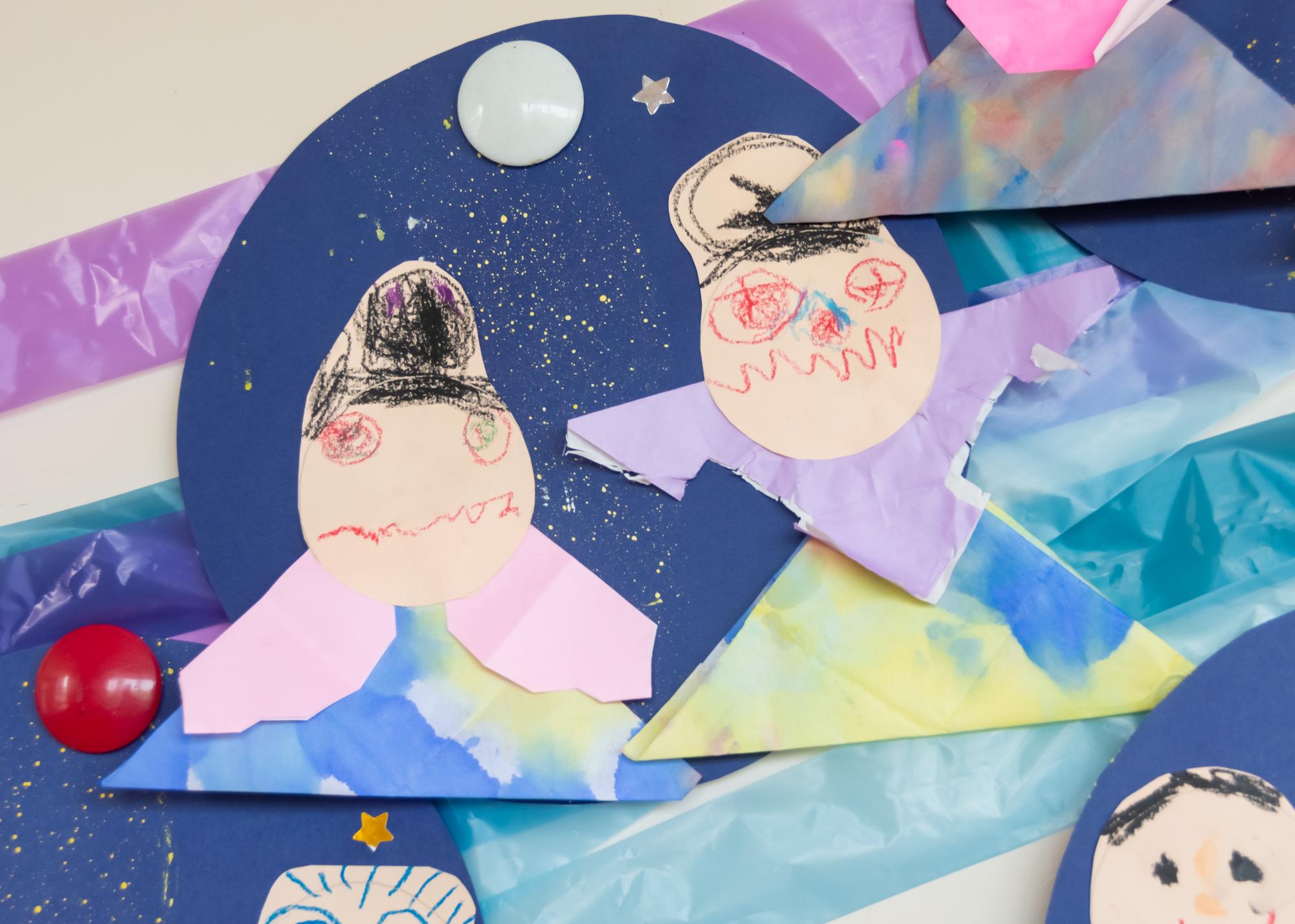 子どもたちが作った織姫と彦星の飾り