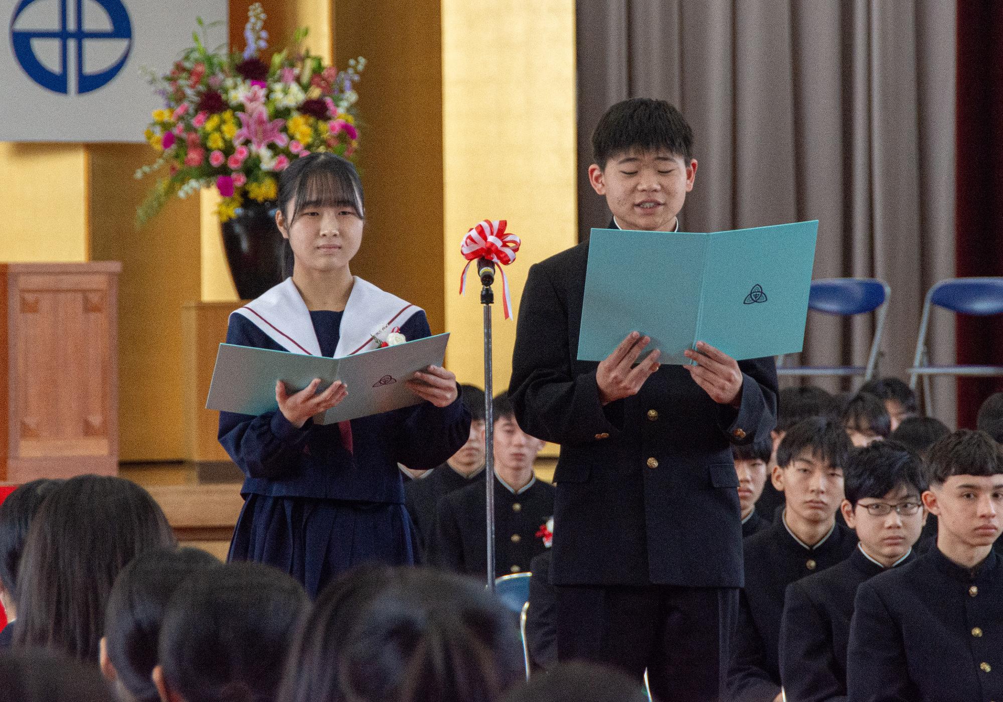 卒業生代表の言葉の場面