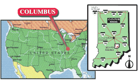 地図：コロンバス市の位置を示した地図