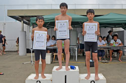 男子50メートル平泳ぎのトップ3