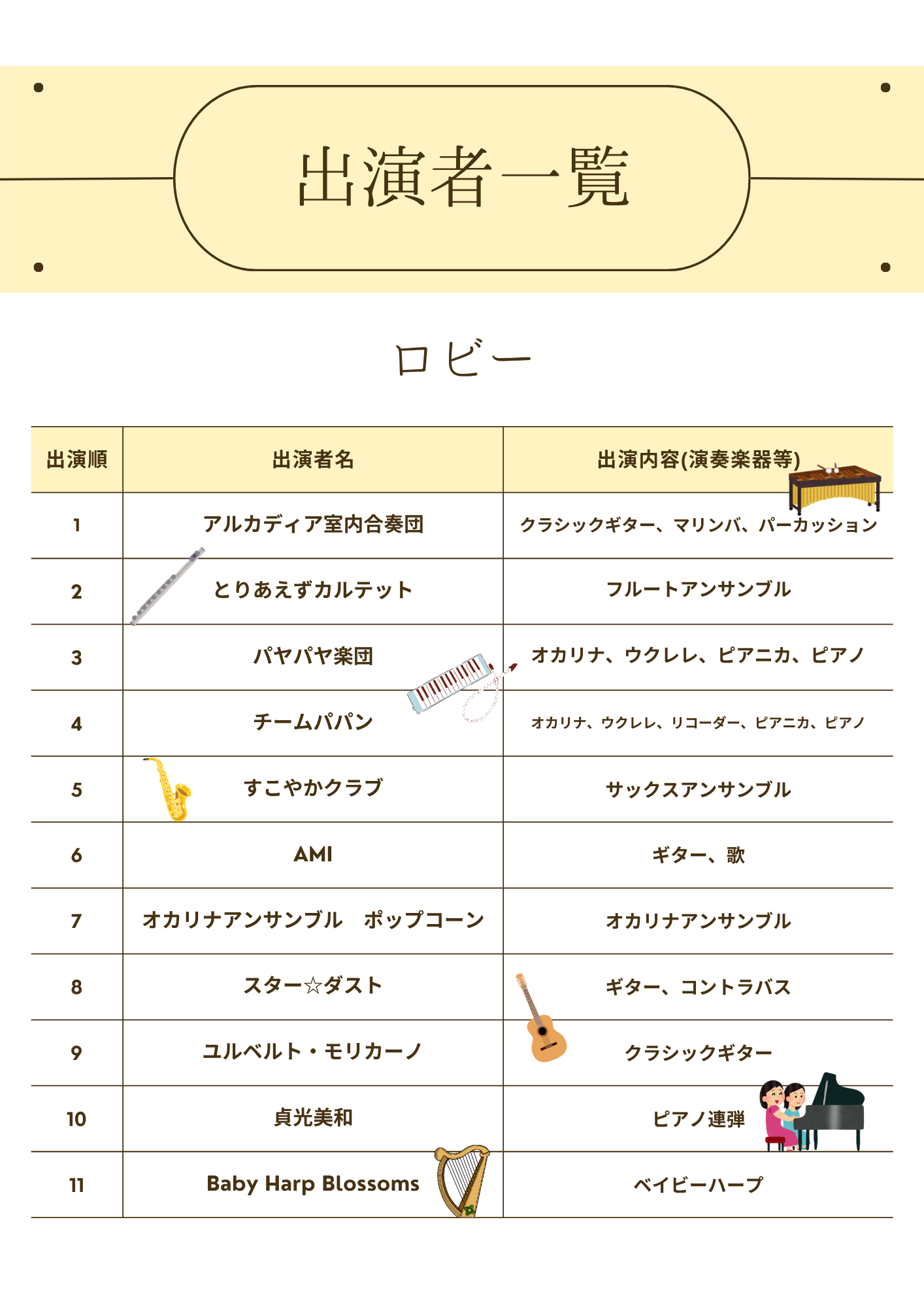 音楽祭ロビー出演者