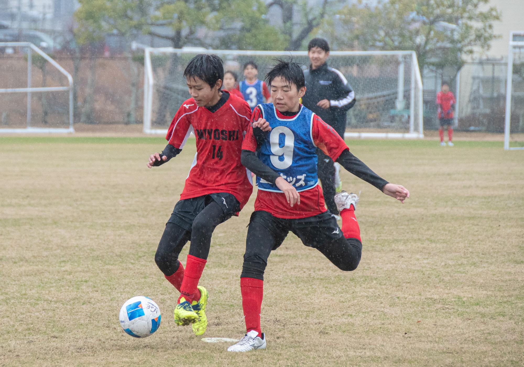 サッカーの試合の様子